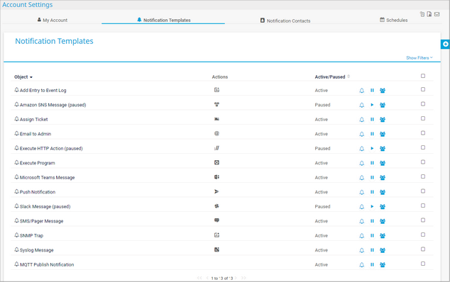 Notification Templates Tab Notification Templates Tab