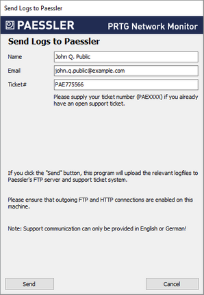 Send Logs to Paessler Send Logs to Paessler