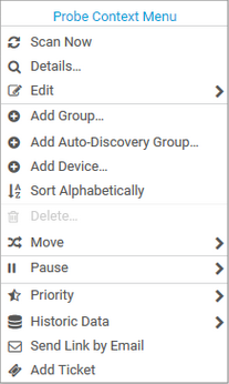 Probe Context Menu Probe Context Menu