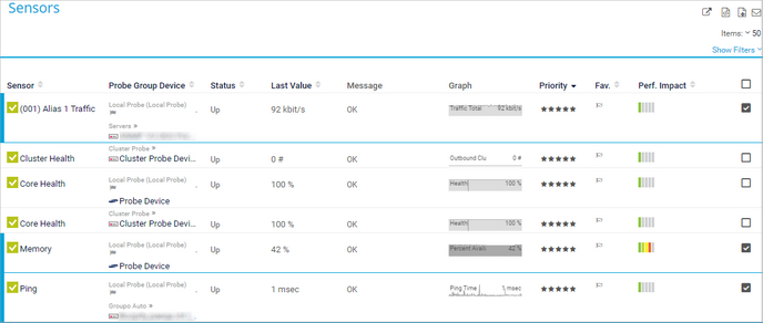 Example of a Table List with Some Selected Objects Example of a Table List with Some Selected Objects
