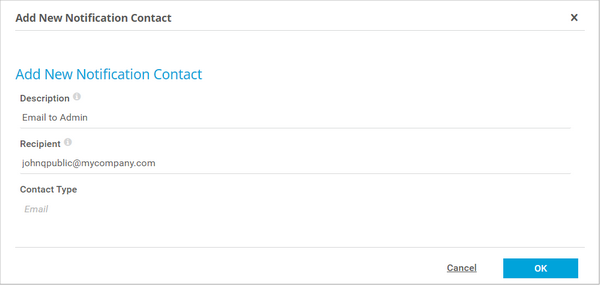 Add New Notification Contact Add New Notification Contact