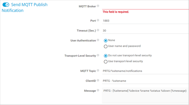 Send MQTT Publish Notification Send MQTT Publish Notification