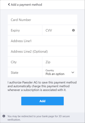 Add a Payment Method Add a Payment Method