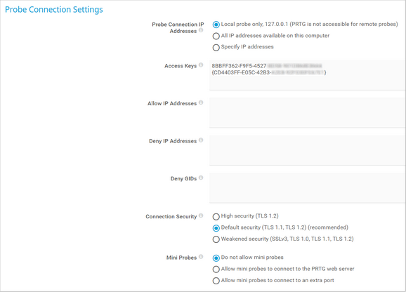 Probe Connection Settings in System Administration Probe Connection Settings in System Administration