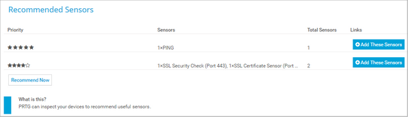 List of Recommended Sensors List of Recommended Sensors
