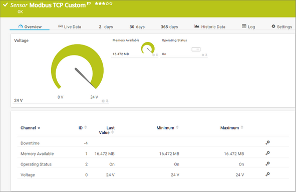 Modbus TCP Custom Sensor Modbus TCP Custom Sensor