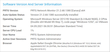 Software Version and Server Information Software Version and Server Information