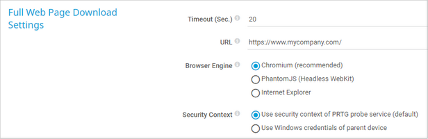 Full Web Page Download Settings Full Web Page Download Settings