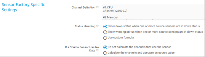 Sensor Factory Specific Settings Sensor Factory Specific Settings
