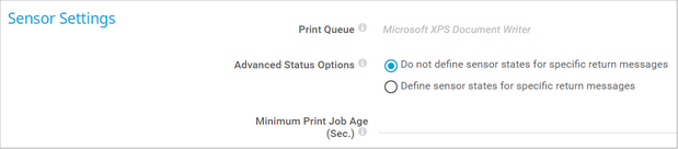 Sensor Settings Sensor Settings