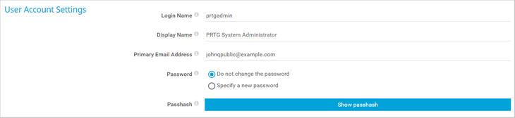 User Account Settings User Account Settings